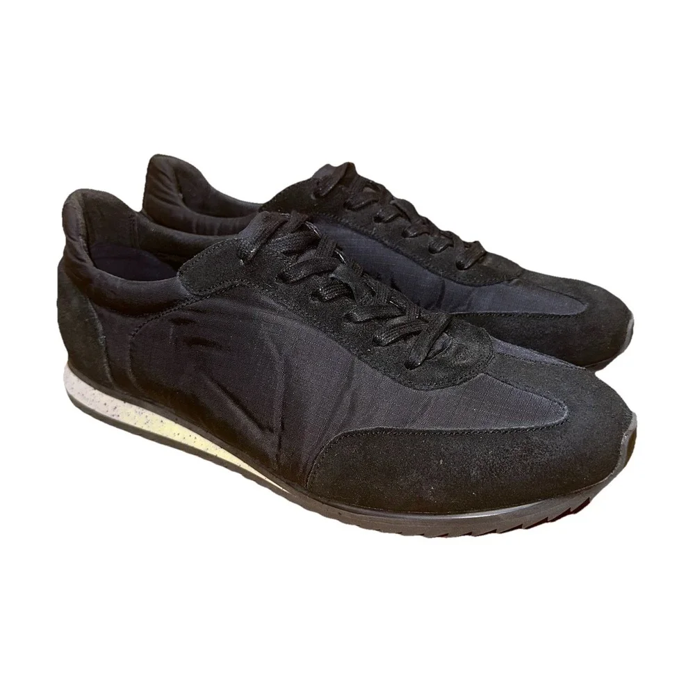 Banana Republic Thane Mixed Media Sneakers Shoes Black Leather‎ Men's 12 M $138